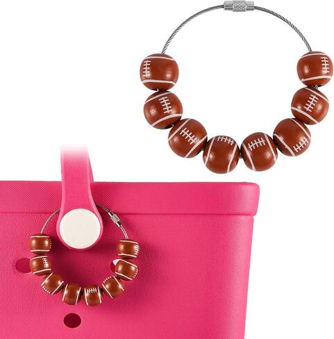 2pcs Sports Charms for Bogg Bag, Decorative Wooden Beads Accessories Charm Sports Ball Charms Decoration Compatible with Bogg Bags Handbag Beach Tote Bags in Saudi Arabia