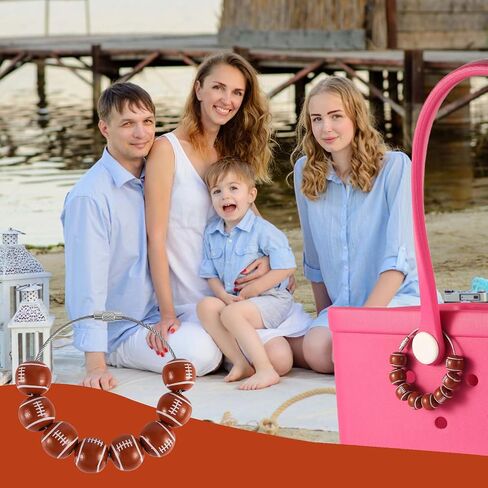 2pcs Sports Charms for Bogg Bag, Decorative Wooden Beads Accessories Charm Sports Ball Charms Decoration Compatible with Bogg Bags Handbag Beach Tote Bags in Saudi Arabia