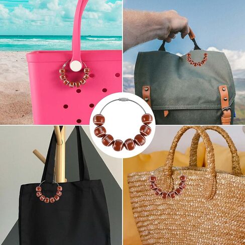 2pcs Sports Charms for Bogg Bag, Decorative Wooden Beads Accessories Charm Sports Ball Charms Decoration Compatible with Bogg Bags Handbag Beach Tote Bags in Saudi Arabia
