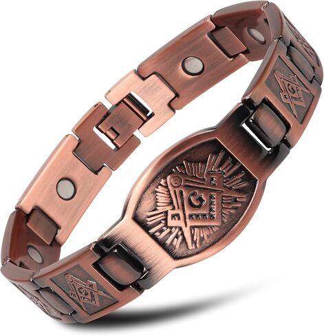 سوار نحاسي للرجال مجوهرات نحاسية مغناطيسية ماسونية قابلة للتعديل in Kuwait