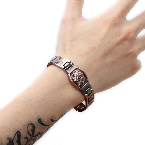 سوار نحاسي للرجال مجوهرات نحاسية مغناطيسية ماسونية قابلة للتعديل in Kuwait