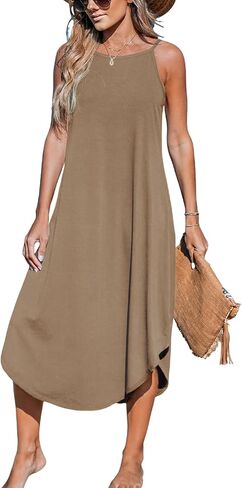 CUPSHE Women's Cami Maxi Dress Sleeveless V Neck Solid Dresses Casual Summer in Kuwait