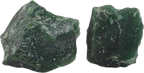 2 Pcs Rough Green Jade Natural Crystals - Tumbling Rocks Collections for Kids - Raw Cool Agate Stone - Enhance Personal Luck - Chakra Healing, Meditation, and Energy Balancing in Saudi Arabia