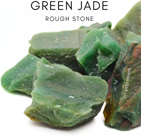 2 Pcs Rough Green Jade Natural Crystals - Tumbling Rocks Collections for Kids - Raw Cool Agate Stone - Enhance Personal Luck - Chakra Healing, Meditation, and Energy Balancing in Saudi Arabia