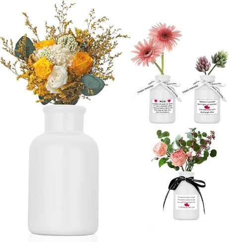 Ceramic Vase - Black, Bottle Shape, 4.7x3.9x4.7 inches, Modern Farmhouse Decor, Holds Water, Ideal for Dried or Fresh Flowers, Table Top, Wedding, Mother's Day Gift in Saudi Arabia