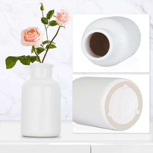 Ceramic Vase - Black, Bottle Shape, 4.7x3.9x4.7 inches, Modern Farmhouse Decor, Holds Water, Ideal for Dried or Fresh Flowers, Table Top, Wedding, Mother's Day Gift in Saudi Arabia