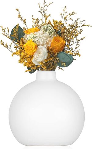Ceramic Vase - Black, Bottle Shape, 4.7x3.9x4.7 inches, Modern Farmhouse Decor, Holds Water, Ideal for Dried or Fresh Flowers, Table Top, Wedding, Mother's Day Gift in Saudi Arabia