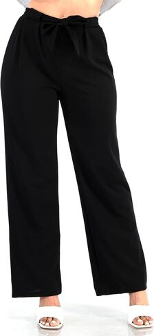 ShoSho Womens High Waist Palazzo Wide Leg Pants Straight Leg Trousers with Self Tie in Saudi Arabia