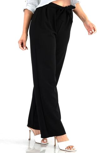 ShoSho Womens High Waist Palazzo Wide Leg Pants Straight Leg Trousers with Self Tie in Saudi Arabia