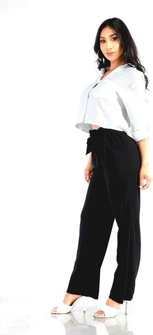 ShoSho Womens High Waist Palazzo Wide Leg Pants Straight Leg Trousers with Self Tie in Saudi Arabia