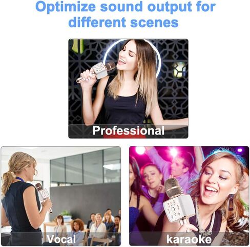 2x13w Cardioid Dynamic Karaoke Microphone, Handheld Wireless Bluetooth Karaoke Systems Karaoke Microphone for Home/Outdoor/Party/Classroom/Car (Rosegold) in Saudi Arabia