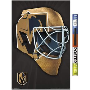 Trends International NHL Vegas Golden Knights - Mask 17 Wall Poster, 22.375" x 34", Poster & Mount Bundle