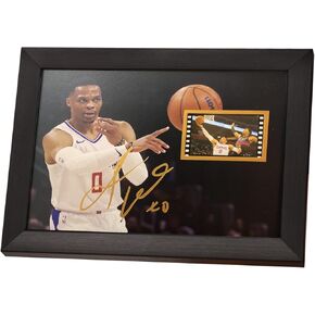 veratwo Signed Westbrook Basketball Poster Framed Photo Gift 8x6 Inches,with 1x 35mm Film Display,Cool Basketball Memorabilia Birthday Christmas Gifts for Boys/Men/Clippers Fans