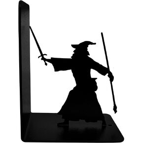 Decorative Bookends - Metal Book Ends - Black Finish - Wizard bookends Magical Bookends - 7" Tall bookends Heavy Bookends for shelves