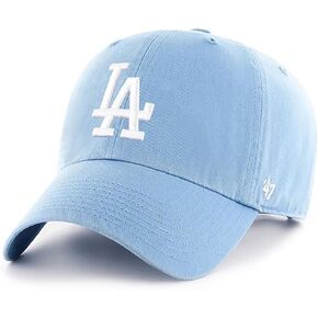 47 Los Angeles Dodger Columbia Blue Alternate Primary Logo Clean Up Adjustable Strap Hat Cap, Adult One Size Fits All, Orange