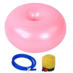 Yoga Ball - 50cm Exercise Ball - PVC Pink Doughnut Shape - Yoga Ball Chair - Balance Trainer - Thicken Anti-Explosion Inflatable Seating Exercise - for Office & Home & Gym
