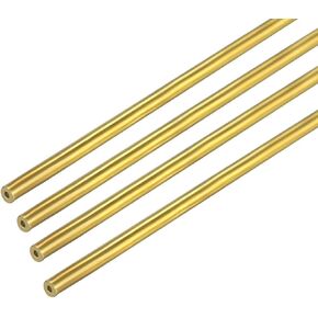 uxcell 4PCS 0.2mm x 0.6mm x 500mm Brass Pipe Tube Round Bar Rod