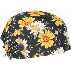Working Cap with Buttons and Sweatband Adjustable Elastic Tie Back Hat for Women Men One Size