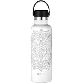 YOGA DESIGN LAB | The Water Bottle | Premium Insulated Durable 18/8 Stainless Steel | Designed to Keep Liquids Cold for 24 Hours and Hot for 12 Hours | 20oz (500ml) (Mandala Black)