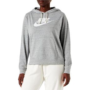 Nike Sportswear Gym Vintage Women's Pullover Hoodie (US, Alpha, Medium, Regular, Regular, Dark Grey Heather/White)