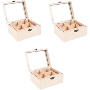 LIFKOME 3 pcs wooden jewelry box handmade jewelry box hand jewelry wood crafts unfinished wood treasure chest unfinished drawer case Wooden Dresser customized earring box wooden ring paint