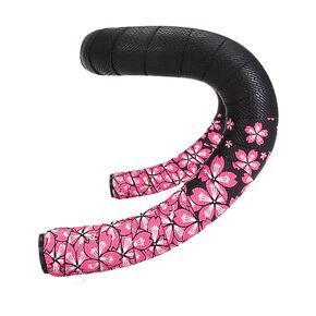 Cherry Blossom Highway Handlebar Belt Bicycle Handlebar Shock-absorbing Anti-slip Breathable and Wear-resistant，Cyan on black background