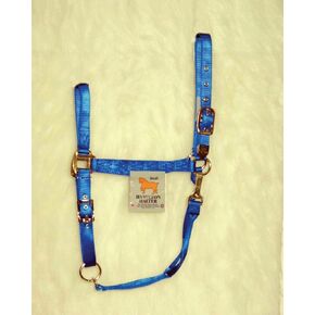Hamilton 1-Inch Nylon Halter with Adjustable Chin, Blue - Draft Horse Size
