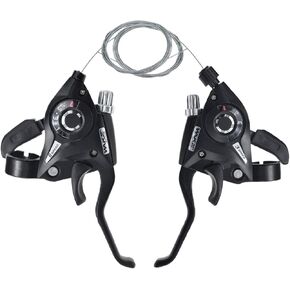 FOMTOR 3x8 Bike Shifters Set 24Speed MTB Shifters Left Right Brake Lever Shifter with Shift and Brake Cables for Mountain Bike Folding Bike,V-Brake (1 Pair)