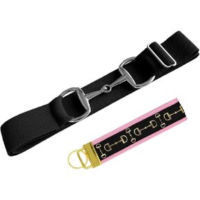 1.5-inch Elastic Equestrian Belt Bit Buckle Leather Key Strap for Horseback Riding Equestrian Sports