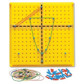 hand2mind XY Coordinate Pegboard (Moveable X-Y Axis), Geoboards with Rubber Bands, Geometry Board, Middle School Math Manipulatives, Rubber Band Peg Board, Geometric Shapes for Classroom