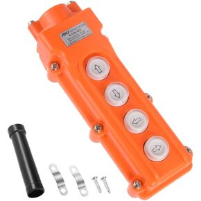 uxcell Hoist Crane Pendant Control Station Push Button Switch Up Down Left Right 4 Ways Orange