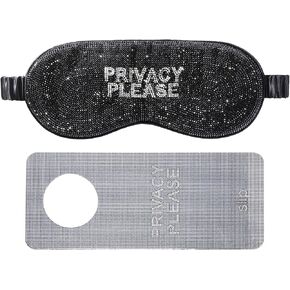 مجموعة هدايا Slip Silk Privacy Please - قناع نوم حريري 100% من التوت النقي 22 Momme وبطاقة باب للخصوصية (مجموعة العطلات المكونة من قطعتين)