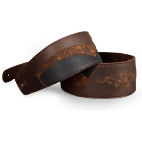 "Shadowlands Full Grain Leather Guitar Strap For Electric, Acoustic, and Bass Guitars