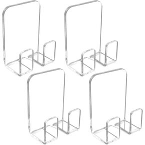 4PCS 6x4.5x2.5cm Bathroom Kitchen Organiser Self Adhesive Clear Acrylic Razor Holder Hook for Hanging Hat Robe Towel and Key