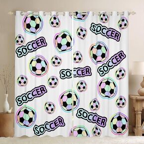 Feelyou Rugby Curtains Football Field Window Curtains for Bedroom Living Room for Teens Decor Ball Games Window Drapes Microfiber Navy Blue Window Treatments Bedroom Bedclothes 42W X 63L,2 Panels