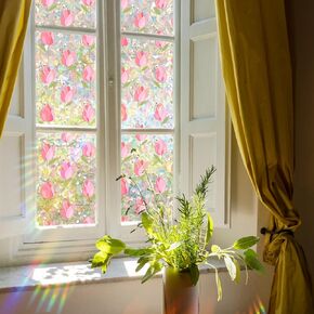 Stained Glass Window Privacy Film Non Adhesive Static Clings,Removable Decorative Window Window Sticke Tinting Film,Sun Blocking and Heat Control for Bathroom Door for Home