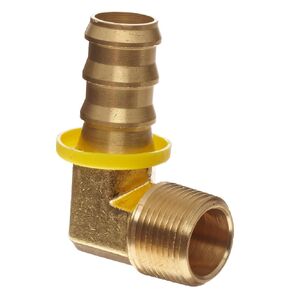 Anderson Metals-07220-0808 Brass Push-On Hose Fitting, Elbow, 1/2" Barb x 1/2" NPT Male Pipe
