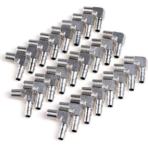 LTWFITTING 90 Degree Elbow Stainless Steel 316 Barb Fitting 1/4-Inch ID Hose x 1/8-Inch Male NPT Air Gas (Pack of 25)