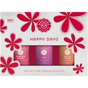 Happy Days Essential Oil Set of 3 | Therapeutic Grade Essential Oil Blends for Home, Office, Diffuser | Garden Glow, Joy, Rise & Shine - 10 ML