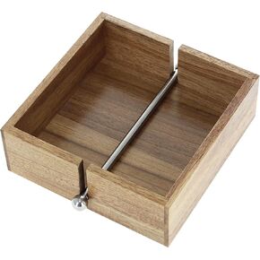 Farmhouse Napkin Holder - Dark Acacia Wood Weighted Napkin Holder for Tables and Kitchen Counter