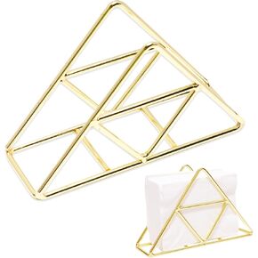 حامل مناديل للطاولة، منظم موزع مناديل ذهبي معدني مثلث الشكل مناسب لغرفة الطعام والمقهى وديكورات الفنادق in Kuwait