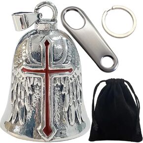 LBLNUGURI Motorcycle Bell Red Cruciform - For bikers, riders and pets, safe driving pendant. good luck bell(Red)