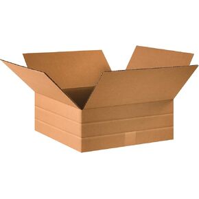 Partners Brand PMD16166 Multi-Depth Corrugated Boxes, 16"L x 16"W x 6"H, Kraft (Pack of 25)
