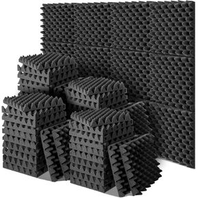 60 Pack Acoustic Foam Panels 12 x 12 x 2" Sound Proof Panels for Walls High Density Egg Carton Foam Sheet Fire Resistant Sound Dampening Panels Noise Reducing for Studio Room Home Door Ceiling