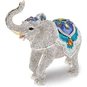Diamond2Deal Bejeweled BAKUL Full Crystal White Elephant Trinket Box Luxury