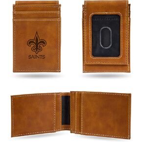 Rico Industries Laser Engraved Front Pocket Wallet, New Orleans Saints, Brown