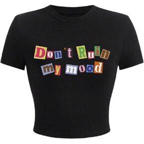 SOLY HUX Women's Y2K Graphic Crop Top Short Sleeve Sexy Cute T-Shirts Tee Crop Top