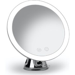 مرآة مكياج مكبرة بإضاءة LED 10 مرات من Fancii، قابلة لإعادة الشحن - 3 إعدادات إضاءة ثلاثية الألوان قابلة للتعتيم، مرآة زينة بالشفط، لمسة نهائية معدنية، مرآة حمام للسفر بدون سلك - لانا (كروم) in Kuwait