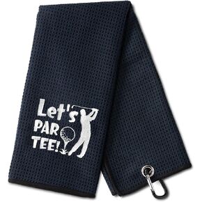 Let's Par Tee Funny Golf Towel, Embroidered Golf Towels for Golf Bags with Clip, Men's Golf Accessories, Birthday Gifts for Golf Fan, Retirement Gift for Dad Mom Boss Colleague