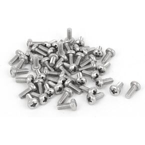 uxcell M2.5x6mm 316 Stainless Steel Phillips Pan Head Machine Screws Silver Tone 50 Pcs